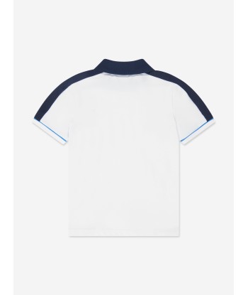 BOSS Boys Colourblock Polo Shirt in White Comparez et commandez 