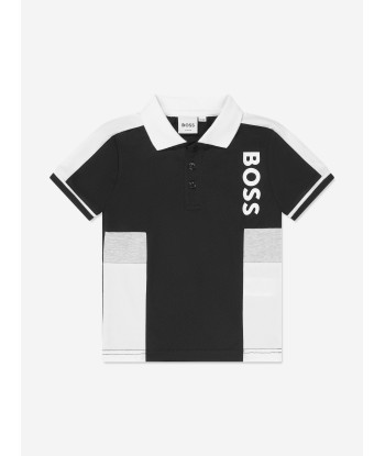 BOSS Boys Colourblock Polo Shirt in Black la colonne vertébrale