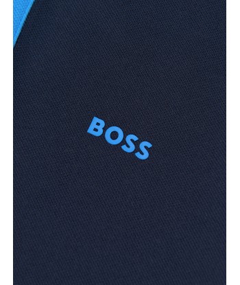 BOSS Boys Contrast Collar Polo Shirt in Navy livraison gratuite