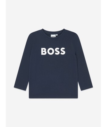 BOSS Boys Long Sleeve Logo T-Shirt in Navy 2 - 3 jours ouvrés.