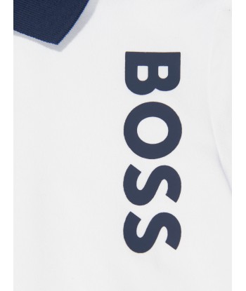 BOSS Boys Colourblock Polo Shirt in White Comparez et commandez 