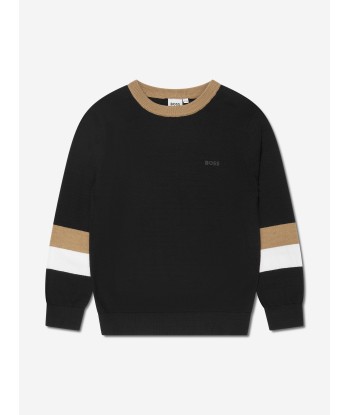 BOSS Boys Knitted Jumper in Black soldes