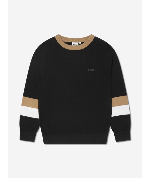 BOSS Boys Knitted Jumper in Black soldes