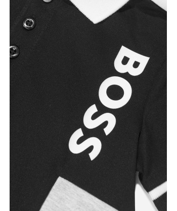 BOSS Boys Colourblock Polo Shirt in Black la colonne vertébrale