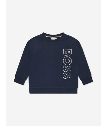 BOSS Boys Logo Sweatshirt in Navy de technologie