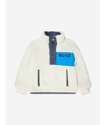 BOSS Boys Faux Shearling Sweatshirt in Cream suggérées chez