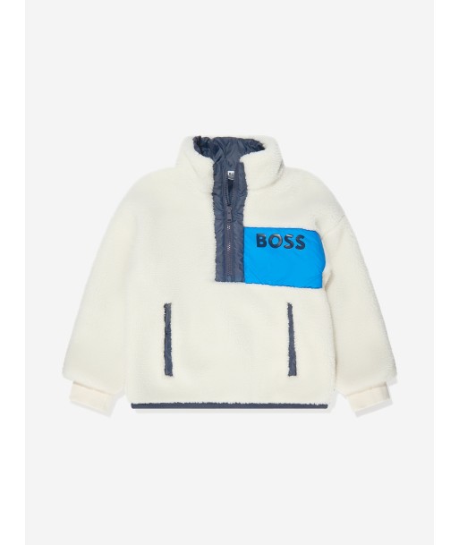 BOSS Boys Faux Shearling Sweatshirt in Cream suggérées chez