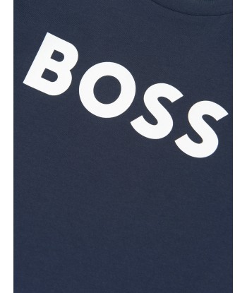 BOSS Boys Long Sleeve Logo T-Shirt in Navy 2 - 3 jours ouvrés.