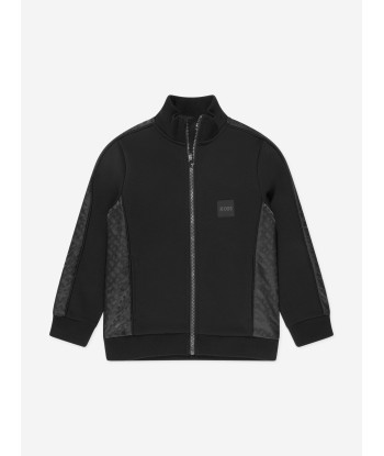 BOSS Boys Zip Up Cardigan in Black de la marque