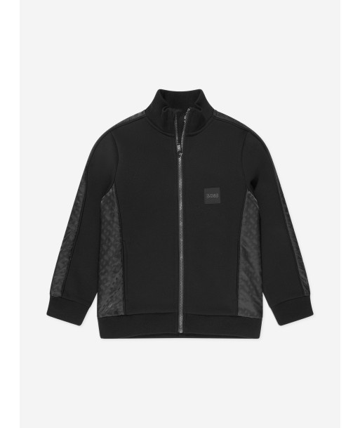 BOSS Boys Zip Up Cardigan in Black de la marque