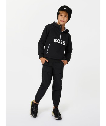 BOSS Boys Logo Hoodie in Black de technologie