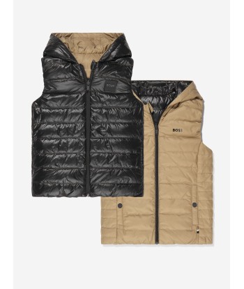 BOSS Boys Reversible Puffer Gilet in Beige votre restaurant rapide dans 