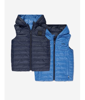 BOSS Boys Reversible Puffer Gilet in Blue plus qu'un jeu 