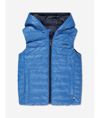 BOSS Boys Reversible Puffer Gilet in Blue plus qu'un jeu 