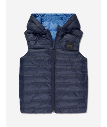 BOSS Boys Reversible Puffer Gilet in Blue plus qu'un jeu 