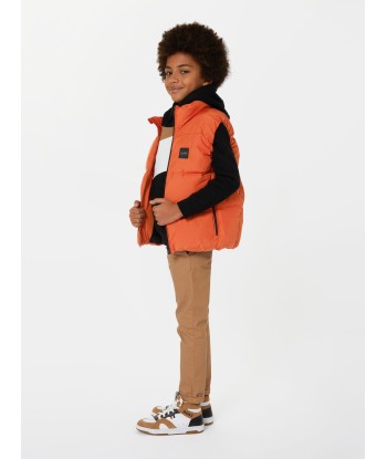 BOSS Boys Puffer Gilet in Orange Les magasins à Paris et en Île-de-France