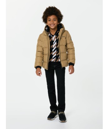 BOSS Boys Puffer Jacket in Beige est présent 