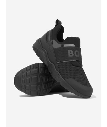 BOSS Boys Slip on Logo Trainers in Black Toutes les collections ici