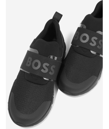 BOSS Boys Slip on Logo Trainers in Black Toutes les collections ici