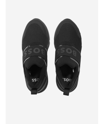 BOSS Boys Slip on Logo Trainers in Black Toutes les collections ici