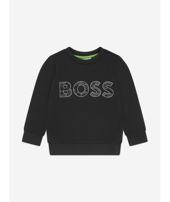 BOSS Boys Reflective Camouflage Logo Sweatshirt in Black paiement sécurisé