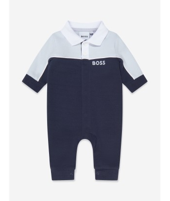 BOSS Baby Boys Logo Romper in Navy Les magasins à Paris et en Île-de-France