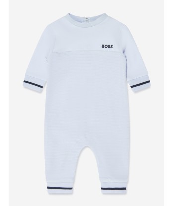 BOSS Baby Boys Striped Romper in Blue en ligne