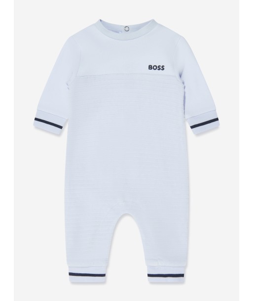 BOSS Baby Boys Striped Romper in Blue en ligne