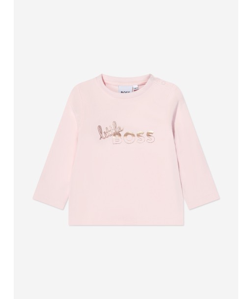 BOSS Baby Girls Long Sleeve T-Shirt in Pink Les magasins à Paris