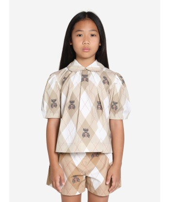 Burberry Girls Ada Argyle Blouse in Soft Fawn hantent personnes