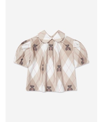 Burberry Girls Ada Argyle Blouse in Soft Fawn hantent personnes