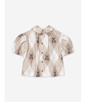 Burberry Girls Ada Argyle Blouse in Soft Fawn hantent personnes