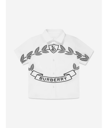 Burberry Boys Owen Crest Shirt in White meilleur choix