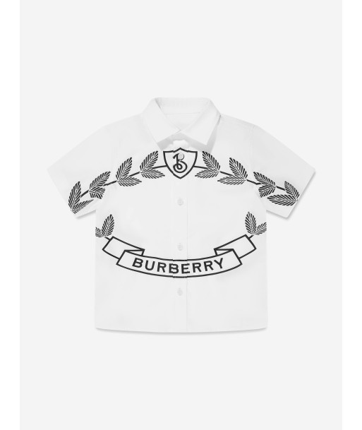 Burberry Boys Owen Crest Shirt in White meilleur choix