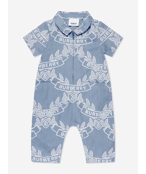 Burberry Baby Boys Andreas Crest Romper in Blue français