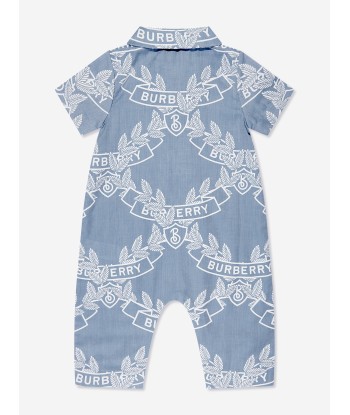 Burberry Baby Boys Andreas Crest Romper in Blue français