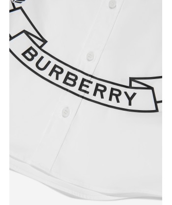 Burberry Boys Owen Crest Shirt in White meilleur choix