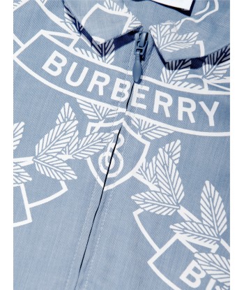 Burberry Baby Boys Andreas Crest Romper in Blue français