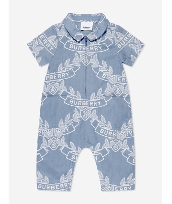 Burberry Baby Boys Andreas Crest Romper in Blue français