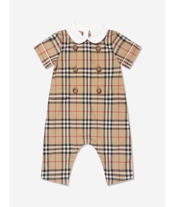 Burberry Baby Octavian Romper in Archive Beige Check soldes