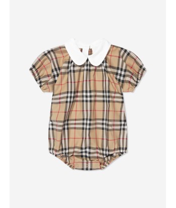 Burberry Baby Odessa Bodysuit in Archive Beige Check acheter