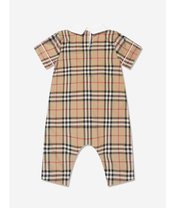 Burberry Baby Octavian Romper in Archive Beige Check soldes