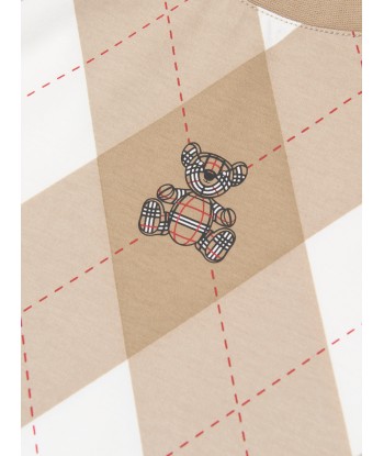 Burberry Boys Cedar Bear Argyle T-Shirt in Soft Fawn français