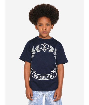 Burberry Boys Crest Print T-Shirt in Blue Les êtres humains sont 