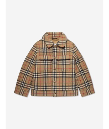 Burberry Boys Gideon Check Short Jacket in Beige pas cher 