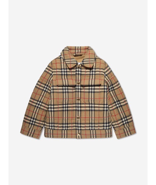 Burberry Boys Gideon Check Short Jacket in Beige pas cher 