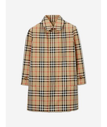 Burberry Boys Braxton Reversible Long Coat in Archive Beige Check 2023