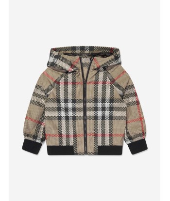 Burberry Boys Troy Zip Up Top in Archive Beige Check de pas cher