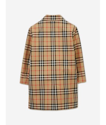 Burberry Boys Braxton Reversible Long Coat in Archive Beige Check 2023