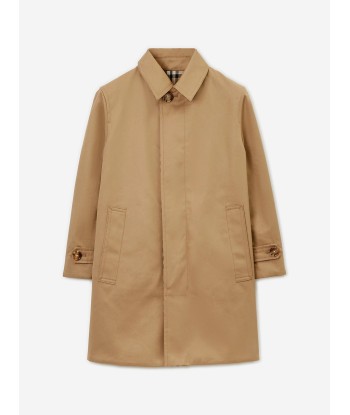 Burberry Boys Braxton Reversible Long Coat in Archive Beige Check 2023